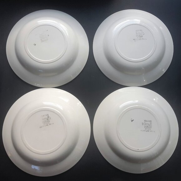 4 Bowls Made in France Salins Avril Hand Painted Folk Art Farmhouse Cottage Blue - Picture 2 of 7